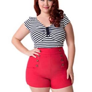 Unique vintage high waist sailor shorts